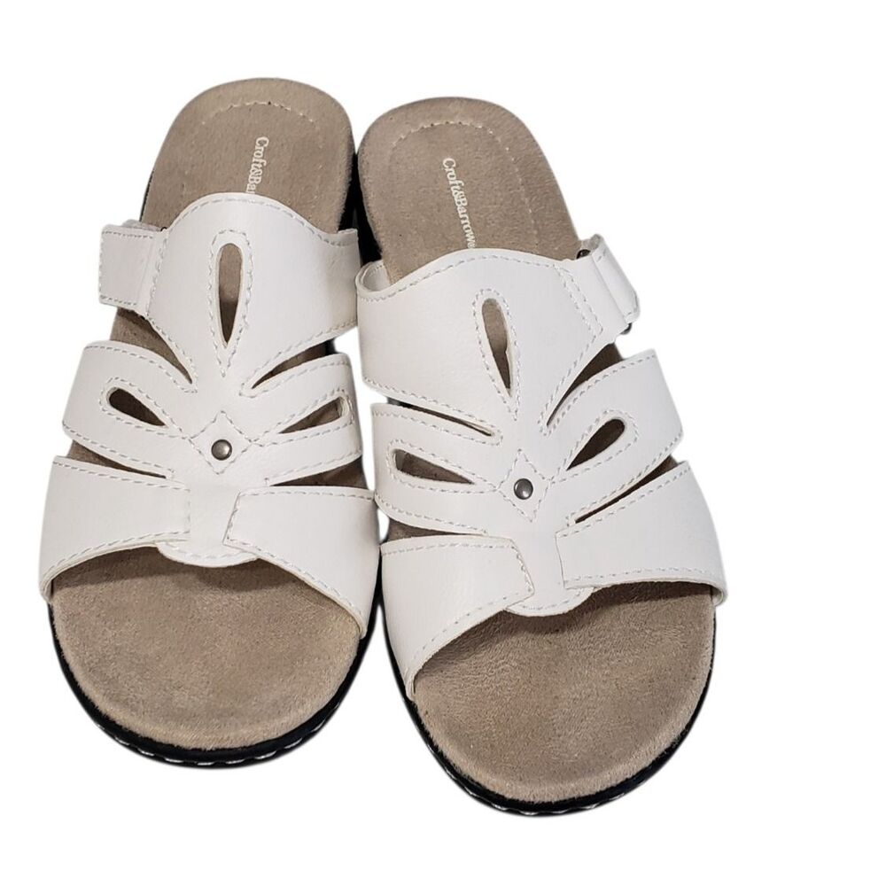 Like NEW Croft & Barrow Women's White Slip On Sandals, Size 8.5 M